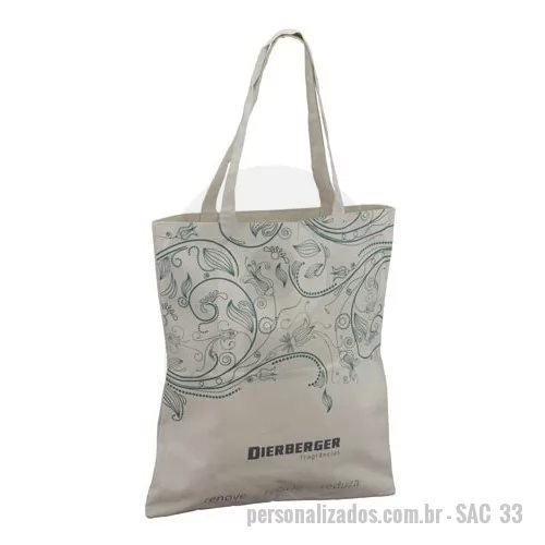 Sacola de Algodão personalizada - acola em algodão crú tamanho 35x40 cm com alça e logo Silk screen