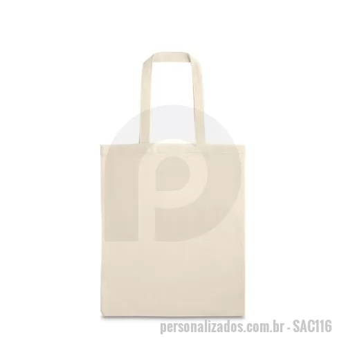 Sacola de Algodão personalizada - Sacola 100% algodão (120 g/m²), com alças de 40 cm.