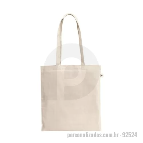 Sacola de Algodão personalizada - Sacola em 100% algodão orgânico (180 g/m²), com alças de 65 cm. 380 x 420 mm