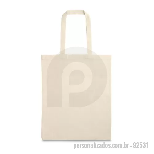 Sacola de Algodão personalizada - Sacola em 100% algodão (120 g/m²), com alças de 60 cm. 300 x 370 mm
