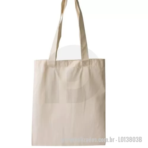 Sacola de Algodão personalizada - Sacola de algodão com alças de costura invertida.  Altura :  37,5 cm  Largura :  32,5 cm