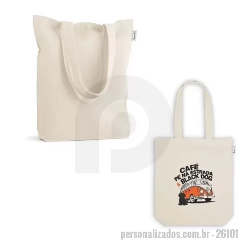 Sacola de Algodão personalizada - Sacola (220 g/m²) em algodão (100%), com alças de 60 cm