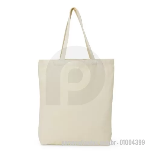 Sacola de Algodão personalizada - Sacola de algodão 300g/m² com alças costuradas na parte interna.