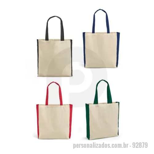 Sacola de Algodão personalizada - Sacola em 100% algodão (140 g/m²) com alças de 65 cm. 370 x 410 x 100 mm