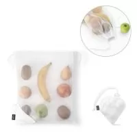Sacola dobrável em malha rPET com bolsa em rPET 190T para dobrar a sacola. Ideal para as compras. 