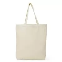 Sacola de algodão 300g/m² com alças costuradas na parte interna.