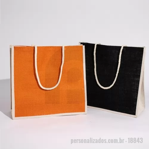 Sacola de Juta personalizada - Sacola ecológica confeccionada em juta com alças costuradas na parte interna. 