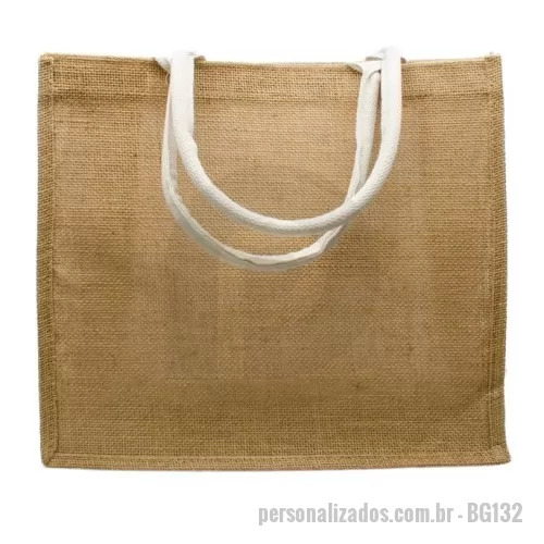 Sacola de Juta personalizada - Sacola De Juta, Densidade 50 E Alca De Algodão.