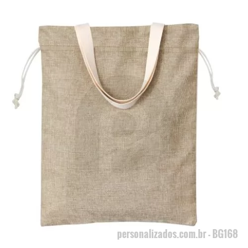 Sacola de Juta personalizada - Sacola tipo saco de compras em juta.