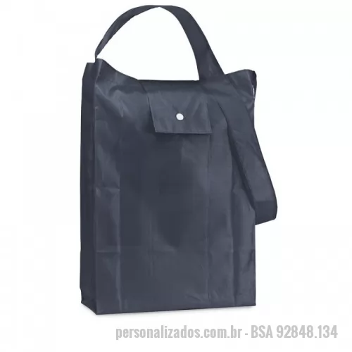 Sacola de lona personalizada - Sacola à tiracolo dobrável em 190T e alças de 75 cm. Fornecida dobrada. Aberto: 360 x 415 x 80 mm