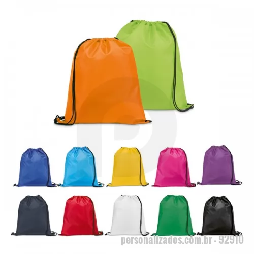 Sacola de Nylon personalizada - Sacola tipo mochila. 210D. 350 x 410 mm