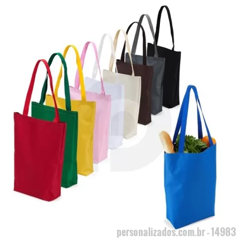 Sacola de Nylon personalizada - Descrição: Sacola confeccionada em nylon.  Altura :  42,4 cm  Largura :  34,4 cm  Comprimento :  Alça: 31,5 cm