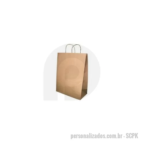 Sacola de papel personalizada - Sacola de papel kraft com alça retorcida