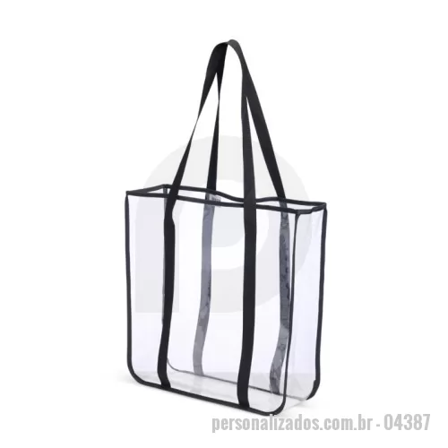 Sacola de PVC personalizada - Sacola de PVC Transparente Personalizada – Fabricação Própria  A Sacola de PVC Transparente Personalizada é uma opção prática, moderna e funcional para o dia a dia, eventos e ações promocionais. Desenvolvida para oferecer organização e praticidade, ela permite fácil visualização dos itens internos, tornando o uso mais rápido e eficiente.  Produzida em PVC resistente à água, essa sacola é ideal para quem busca durabilidade e proteção dos pertences em diferentes situações. Seu design transparente proporciona um visual moderno e funcional, enquanto as alças em nylon reforçado garantem conforto e segurança no transporte.  A EV Brindes, com fábrica própria, desenvolve sacolas personalizadas em diversos materiais, tamanhos e cores, oferecendo total liberdade para criação de produtos exclusivos de acordo com a identidade visual da sua marca.  Características  ? Fabricação própria EV Brindes ? Material em PVC transparente resistente à água ? Design moderno e funcional ? Alta capacidade interna