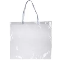 Sacola de pvc de frente e verso liso, possui alça com detalhe em relevo. OBS.: Para prolongar a vida útil do material pvc, atente-se as condições ideais de armazenamento: mantenha o material em local seco e arejado, livre da exposição ao sol e altas temperaturas.