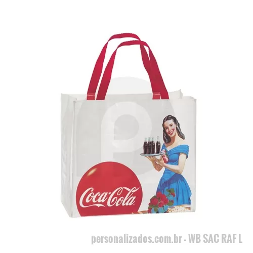 Sacola de ráfia personalizada - Sacola de Ráfia Laminada 120 Gramas -Cromia frente e costa mais lateral