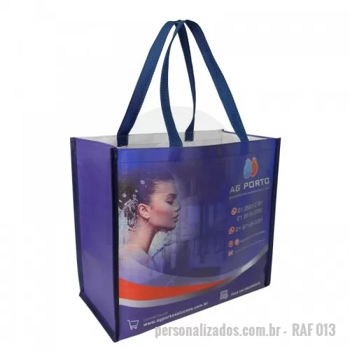 Sacola de ráfia personalizada - Sacola de Ráfia Laminada 120 Gramas -Cromia frente e costa mais lateral