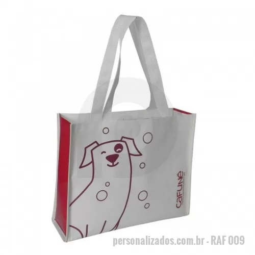 Sacola de ráfia personalizada - Sacola de Ráfia Laminada 120 Gramas -Cromia frente e costa mais lateral
