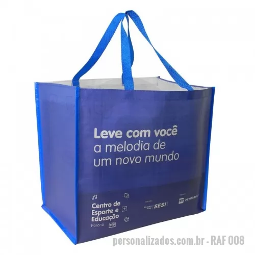 Sacola de ráfia personalizada - Sacola de Ráfia Laminada 120 Gramas -Cromia frente e costa mais lateral