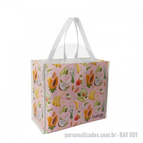 Sacola de ráfia personalizada - Sacola de Ráfia Laminada 120 Gramas -Cromia frente e costa mais lateral