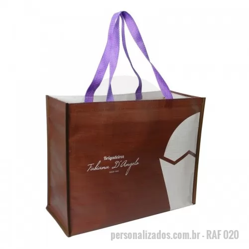 Sacola de ráfia personalizada - Sacola de Ráfia Laminada 120 Gramas -Cromia frente e costa mais lateral