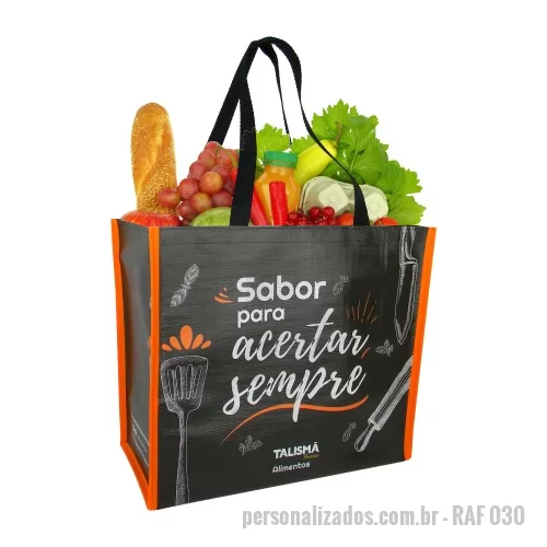 Sacola de ráfia personalizada - Sacola de Ráfia Laminada 120 Gramas -Cromia frente e costa mais lateral