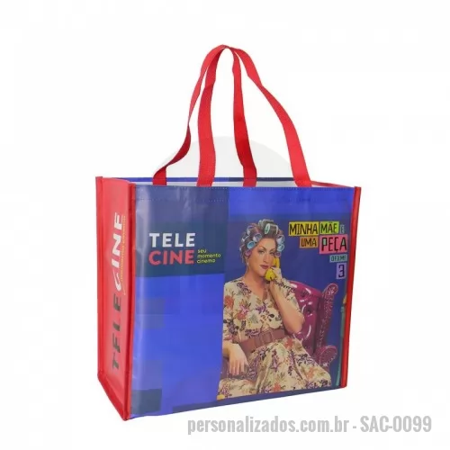 Sacola de ráfia personalizada - Sacolas Ráfia Laminada 120 grs/m2 no tamanho de 40x35x20 cm.