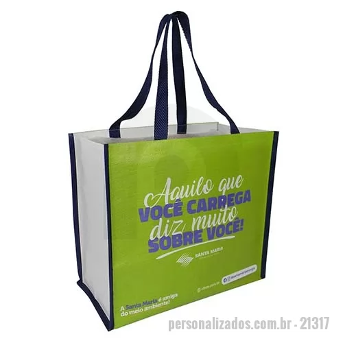 Sacola de ráfia personalizada - Sacola de  ráfia 120G. Acabamento em costura e impressão digital U.V