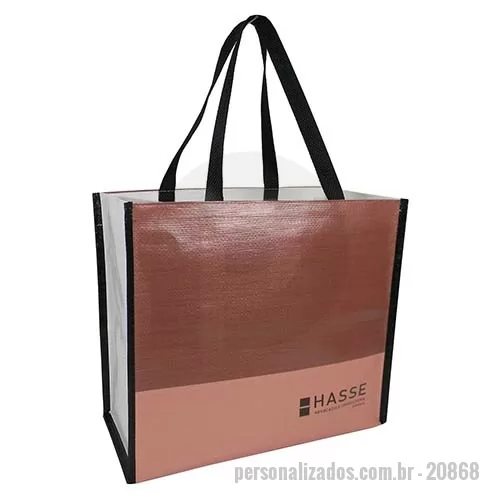 Sacola de ráfia personalizada - Sacola de  ráfia 120G. Acabamento em costura e impressão digital U.V. Alça reforçada