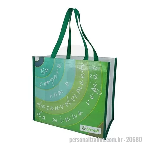 Sacola de ráfia personalizada - Sacola de  ráfia 120G. Acabamento em costura e impressão digital U.V