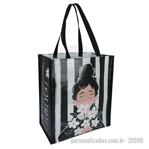 Sacola de ráfia personalizada - Sacola de  ráfia 120G. Acabamento em costura e impressão digital U.V