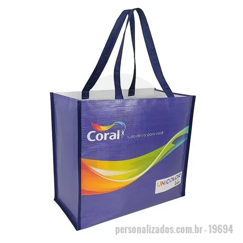 Sacola de ráfia personalizada - Sacola de  ráfia 120G. Acabamento em costura e impressão digital U.V