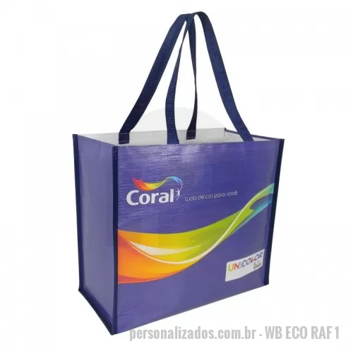 Sacola de ráfia personalizada - Sacola de Ráfia Laminada 120 Gramas -Cromia frente e costa mais lateral