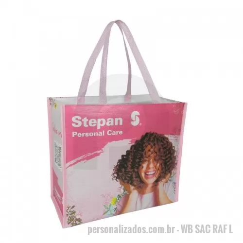 Sacola de ráfia personalizada - Sacola de Ráfia Laminada 120 Gramas -Cromia frente e costa mais lateral