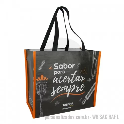 Sacola de ráfia personalizada - Sacola de Ráfia Laminada 120 Gramas -Cromia frente e costa mais lateral