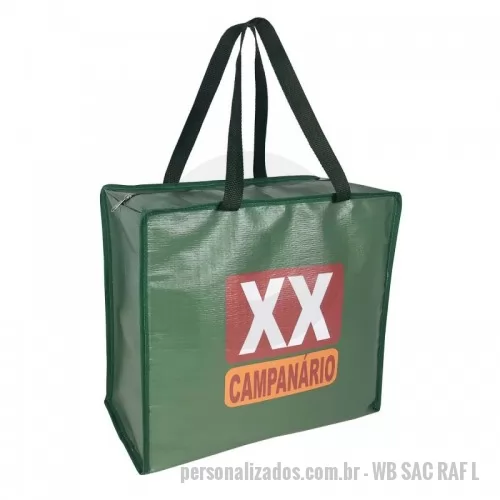 Sacola de ráfia personalizada - Sacola de Ráfia Laminada 120 Gramas -Cromia frente e costa mais lateral
