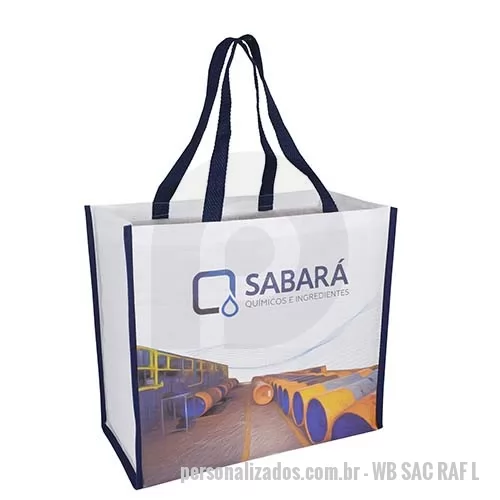 Sacola de ráfia personalizada - Sacola de Ráfia Laminada 120 Gramas -Cromia frente e costa mais lateral