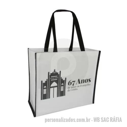 Sacola de ráfia personalizada - Sacola de Ráfia Laminada 120 Gramas -Cromia frente e costa mais lateral