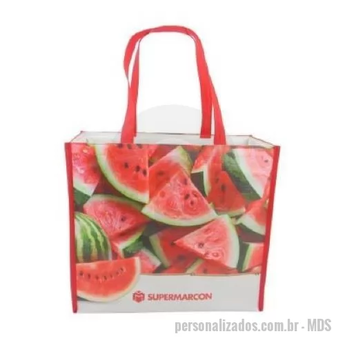 Sacola de ráfia personalizada - Sacola de Ráfia Laminada 120 Gramas - IMpressão Digital UV - Frente e Verso mais lateral
