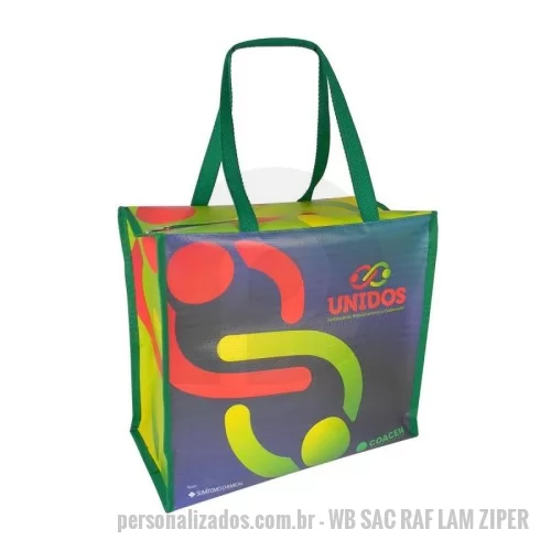 Sacola de ráfia personalizada - Sacola de Ráfia Laminada com ZIPER 120 Grs - Impressão DIGITAL UV - Qualidade Fotográfica