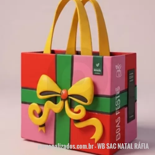 Sacola de ráfia personalizada - Sacola de NATAL em  Ráfia Laminada 110 Gramas - IMPORTADA imagem pronta em cromia frente e costa mais lateral com ou sem Logomarca