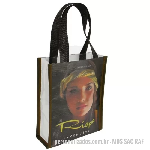 Sacola de ráfia personalizada - Sacola de Ráfia Laminada 120 Gramas -Cromia frente e costa mais lateral