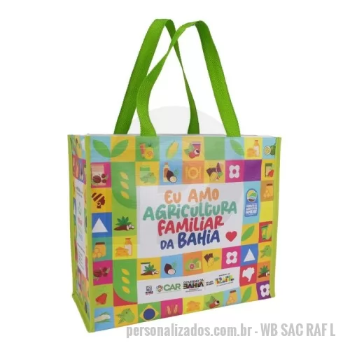 Sacola de ráfia personalizada - Sacola de Ráfia Laminada 120 Gramas -Impressão  Digirtal UV e Tinta sem solventes Cromia frente e costa mais lateral