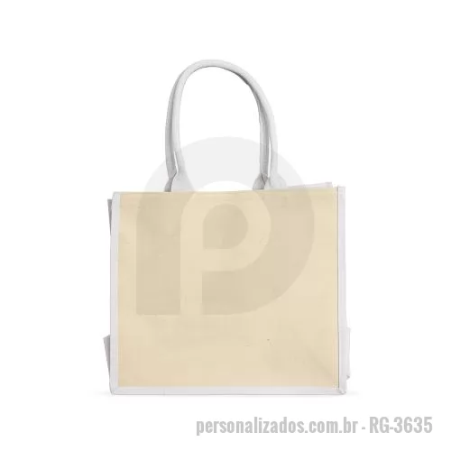 Sacola de tecido personalizada - Sacola de lona com alças reforçadas, estrutura de 474g/m², ampla profundidade.