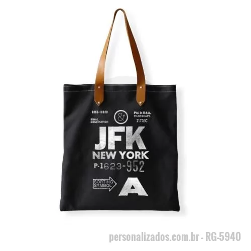 Sacola de tecido personalizada - Sacola em lona 410 Gr. em diversas cores, com Alça em Couro Vegetal e aplicação da logo em silk.