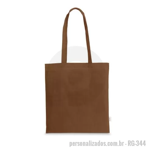 Sacola de tecido personalizada - Sacola em 70% algodão reciclado e 30% poliéster reciclado (180 g/m²), com alças de 65 cm. Tecido sem tingimento, cor original.