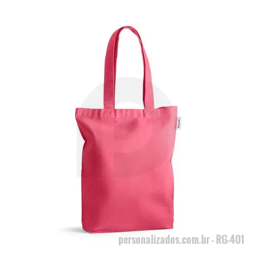 Sacola de tecido personalizada - Sacola em 50% algodão, 30% algodão reciclado e 20% poliéster reciclado (220 g/m²), com alças de 62 cm.