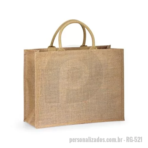 Sacola de tecido personalizada - Sacola em 100% juta (360 g/m²) com laminado no interior e alças curtas acolchoadas. Ideal para compras.