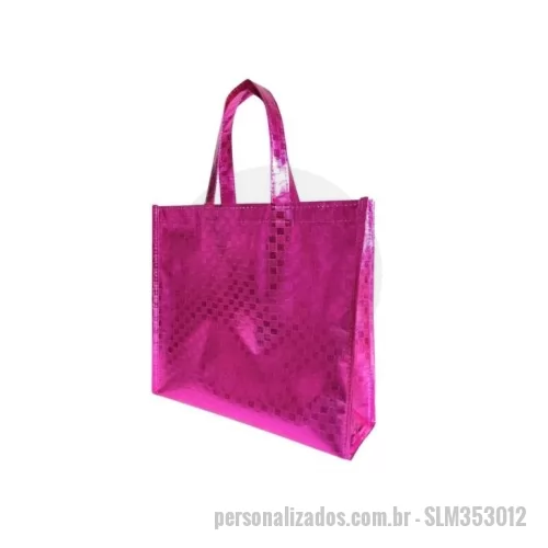 Sacola de TNT metalizado personalizada - Sacola de TNT Metalizado personalizada, 80g gramas, material pink. Outras opções de cores: dourado, prata, preto, vermelho.