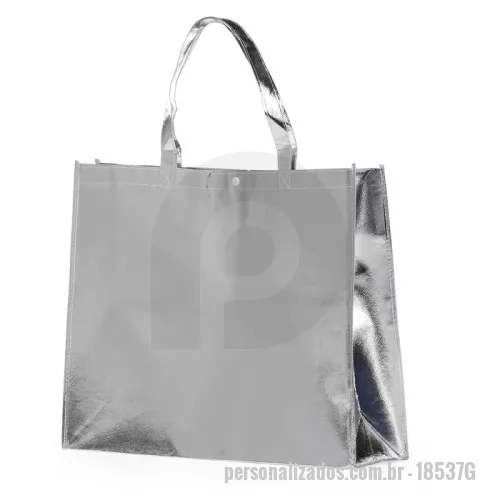 Sacola de TNT metalizado personalizada - Sacola TNT Metalizada - 40,5 x 50 x 14 cm